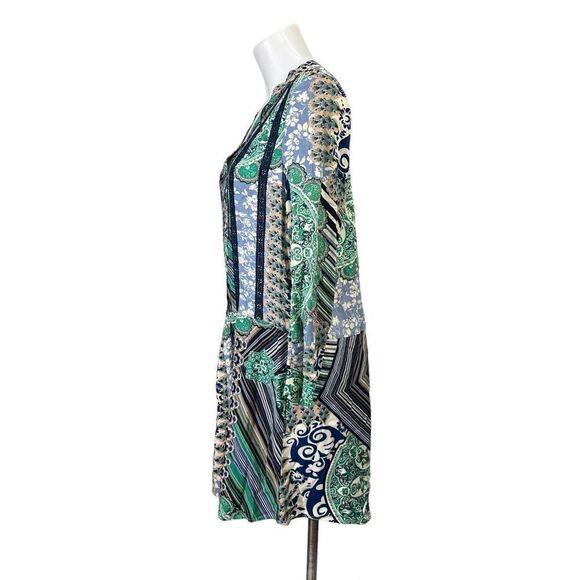 Anthropologie TINY Lace Boho Longsleeve Green Shift Tunic/Dress Small Petite - Picture 4 of 8